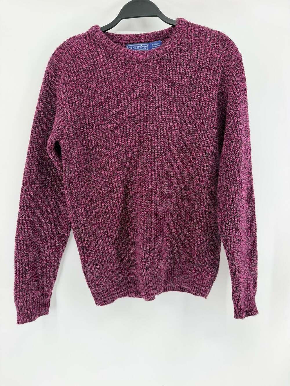 Credentials Crew Neck Sweater Size XL (18/20) Burgundy Marled Knit